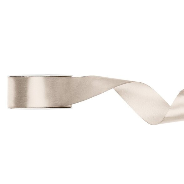 Satino juosta 38mm x 10m, beveik balta "šampaninė" (off white) spalva
