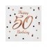 Servetėlės Happy birthday 50, baltos su rožiniu auksu, 20 vnt. pakuotė