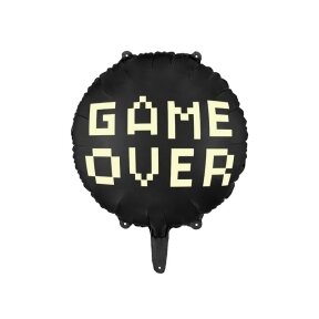 Balionas "Game over" Partydeco, tema "geimeriai", kompiuteriniai žaidimai, juodas su "nude" spalvos užrašu, 45cm