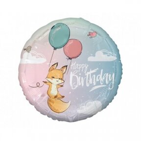 Balionas Happy birthday lapė su balionais (46 cm)