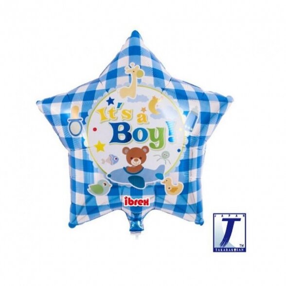 Balionas žvaigždė, It's a boy, mėlynos spalvos, 40cm Balionas žvaigždė, It's a boy, mėlynos spalvos, 40cm