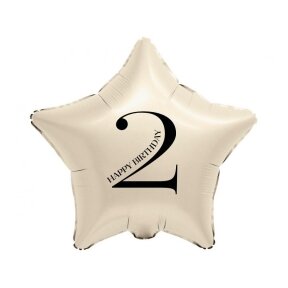 Kreminis folinis balionas žvaigždė su skaičiumi „2“, 44 cm