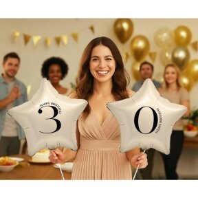 Kreminis folinis balionas žvaigždė su skaičiumi „3“, 44 cm
