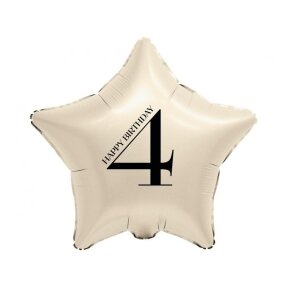 Kreminis folinis balionas žvaigždė su skaičiumi „4“, 44 cm