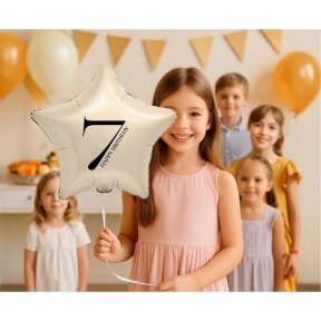 Kreminis folinis balionas žvaigždė su skaičiumi „7“, 44 cm