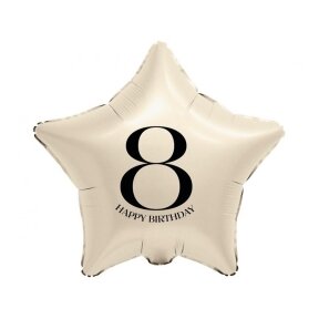 Kreminis folinis balionas žvaigždė su skaičiumi „8“, 44 cm