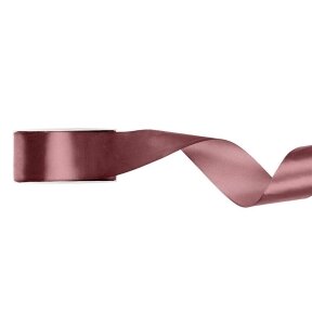 Satino juosta 25mm x 25m, tamsiai dulkėtos rožės (dark duty rose) spalva