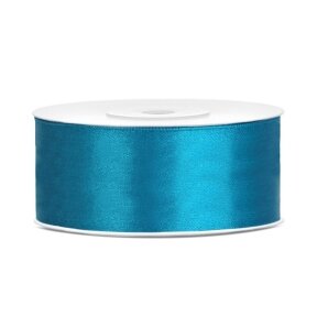 Satino juosta 25mm x 25m, turkio (turquoise) spalva