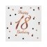 Servetėlės Happy birthday 18, baltos su rožiniu auksu, 20 vnt. pakuotė